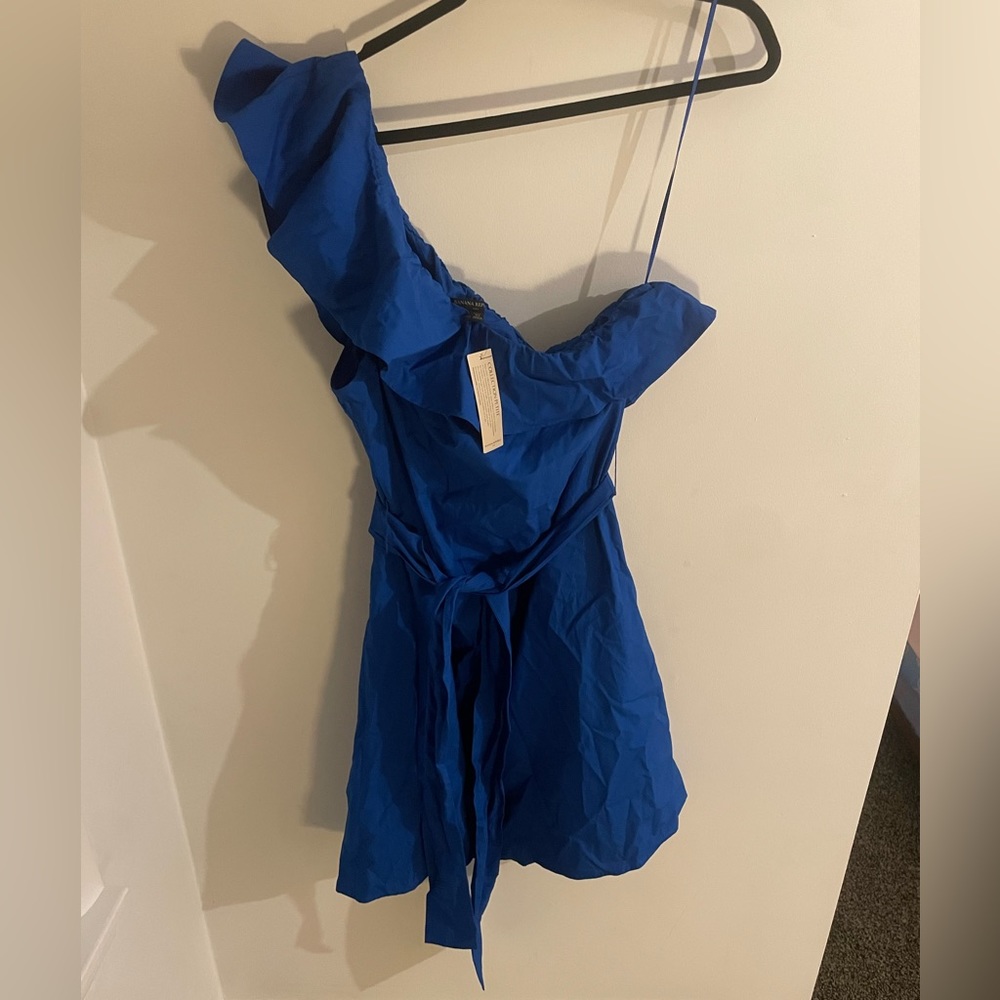 Banana Republic NWT Royal Blue One Shoulder Ruffle Summer Dress with Tie XL P